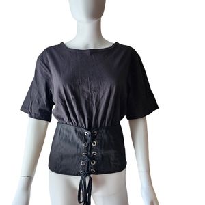 NWT Haute Monde Black Corseted T-Shirt